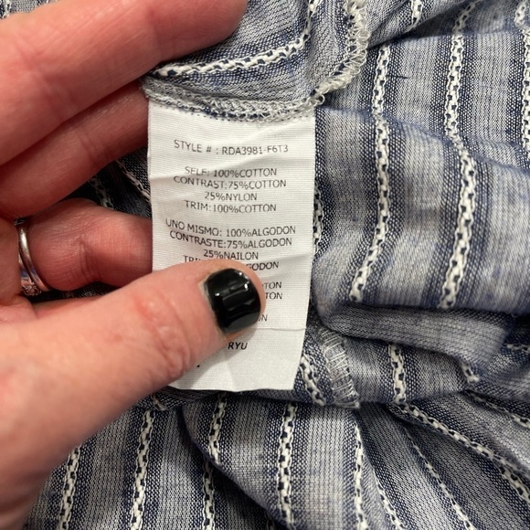 Ryu Boutique Boho Striped Dress Mini Babydoll Lace Insets Size Medium - Picture 11 of 11